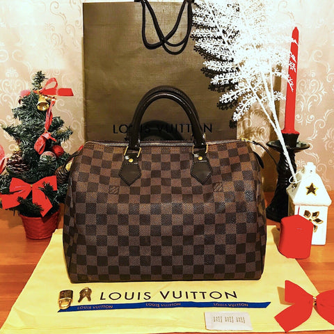 Authentic Louis Vuitton LV Speedy 30 Damier Ebene Bag Handbag Purse